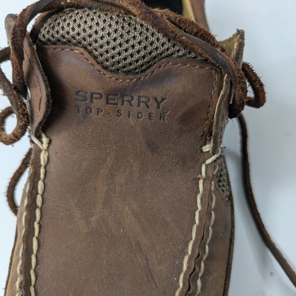 Sperry Boy 13.5 Boat Shoes Brown Leather Top Sider Cutter Lace Up Loafer Uniform - Picture 12 of 15